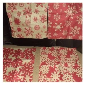 Snowflake Throw Pillow Covers Red and Beige 4 pc